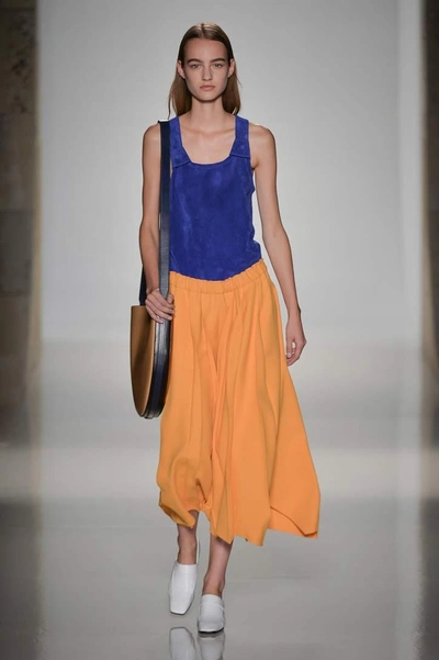 Shop Victoria Beckham Suede Tank Top In Blue