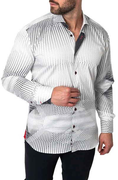 Shop Maceoo Fibonacci Crossover Regular Fit Cotton Button-up Shirt In White