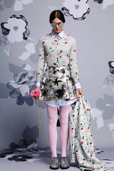 Shop Thom Browne Jacquard Miniskirt In Grey