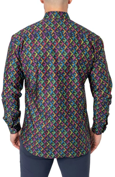 Maceoo Fibonacci Regular Fit Skullvoid Multi Button-up Shirt In Multi