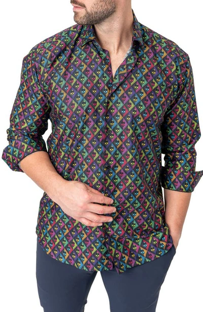 Maceoo Fibonacci Regular Fit Skullvoid Multi Button-up Shirt In Multi