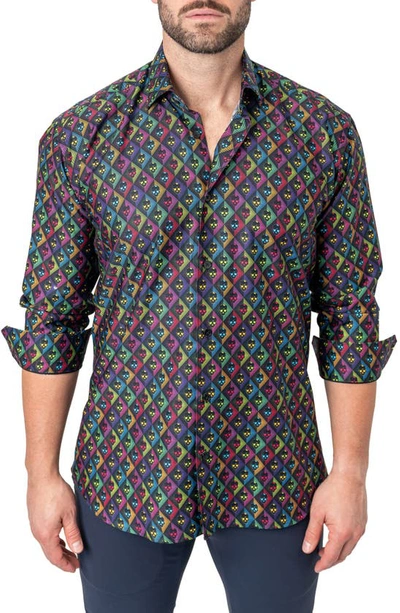 Maceoo Fibonacci Regular Fit Skullvoid Multi Button-up Shirt In Multi