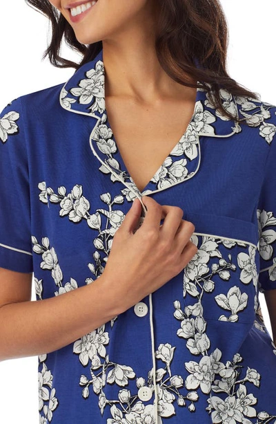 Bedhead Pajamas Navy Shadow Blossom Organic Cotton Crop Pajamas In Navy Shadow Blossom