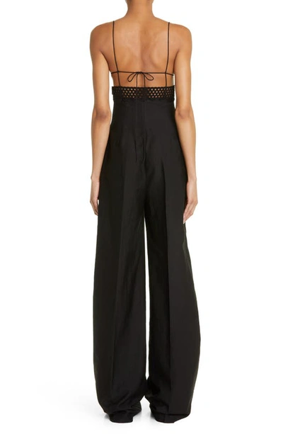 Shop Stella Mccartney Broderie Anglaise Bustier Jumpsuit In 1000 - Black