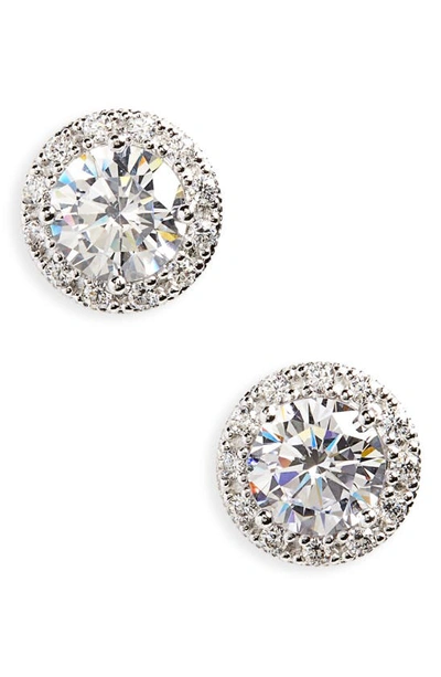 Shop Nordstrom Halo Cubic Zirconia Stud Earrings In Platinum Plated Silver