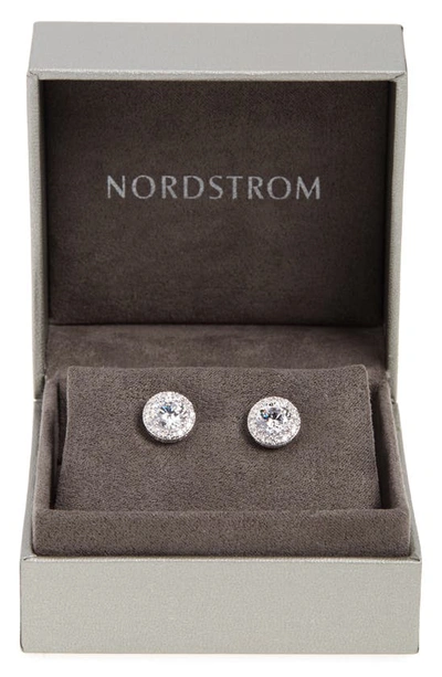 Shop Nordstrom Halo Cubic Zirconia Stud Earrings In Platinum Plated Silver