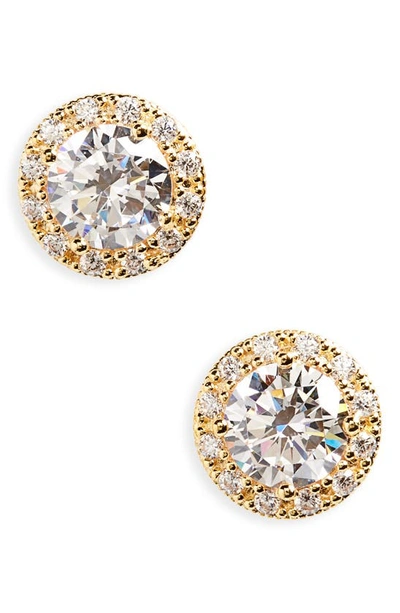 Shop Nordstrom Halo Cubic Zirconia Stud Earrings In Gold Plated Silver