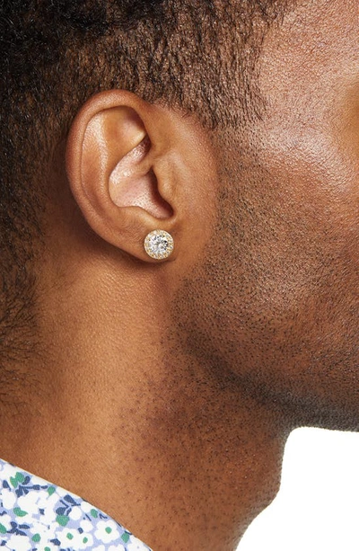 Nordstrom Halo Cubic Zirconia Stud Earrings In Gold Plated Silver