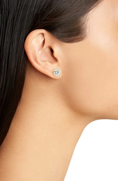 Nordstrom Halo Cubic Zirconia Stud Earrings In Gold Plated Silver