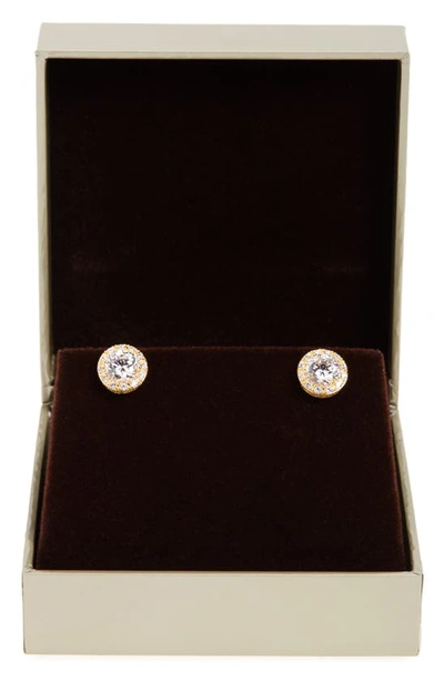 Nordstrom Halo Cubic Zirconia Stud Earrings In Gold Plated Silver