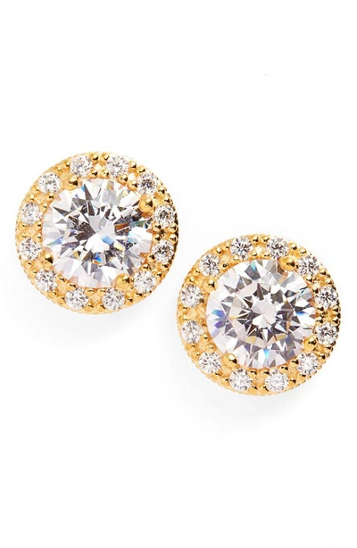 Shop Nordstrom Halo Cubic Zirconia Stud Earrings In Gold Plated Silver