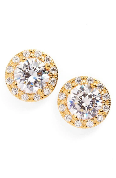 Nordstrom Halo Cubic Zirconia Stud Earrings In Gold Plated Silver