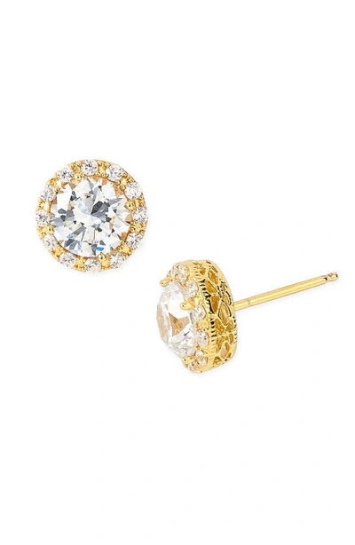 Shop Nordstrom Halo Cubic Zirconia Stud Earrings In Gold Plated Silver