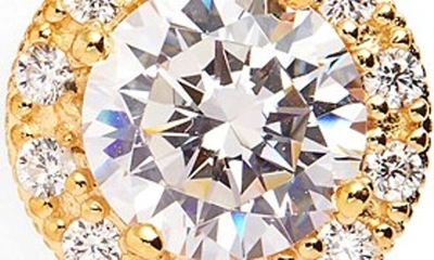 Nordstrom Halo Cubic Zirconia Stud Earrings In Gold Plated Silver