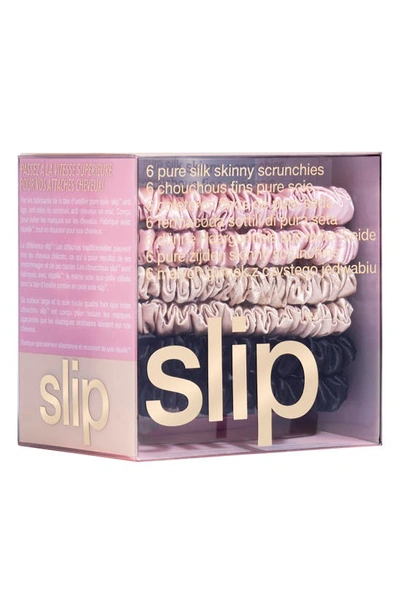 Shop Slip Pure Silk 6-pack Skinny Scrunchies In Pink Multi