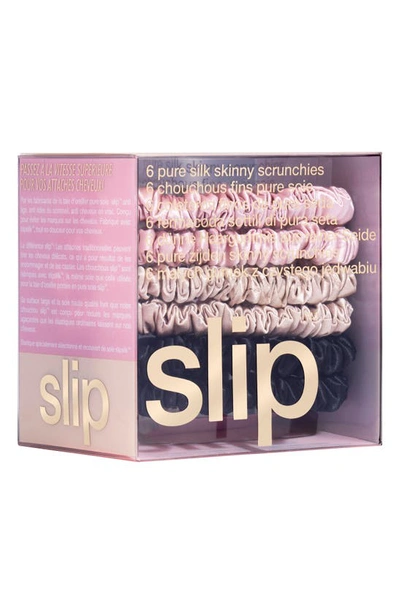 Slip 6-pack Pure Silk Skinny Scrunchies In Pink Multi