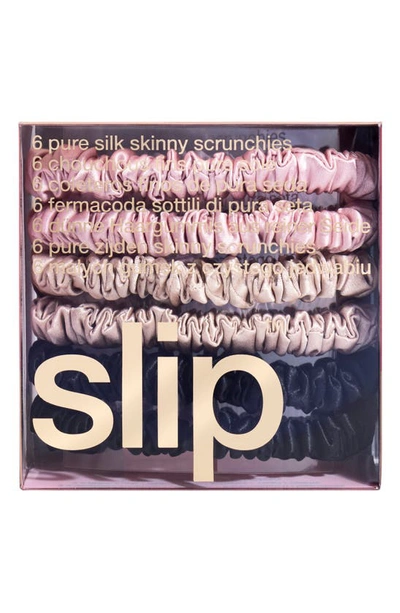 Slip 6-pack Pure Silk Skinny Scrunchies In Pink Multi