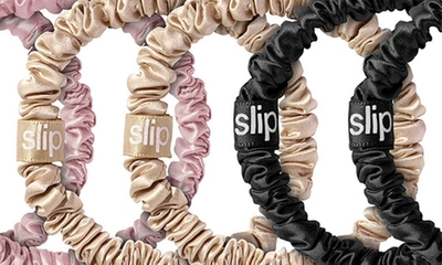 Slip 6-pack Pure Silk Skinny Scrunchies In Pink Multi