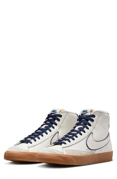 Shop Nike Blazer Mid '77 Premium Sneaker In Sail/ Midnight Navy/ Brown