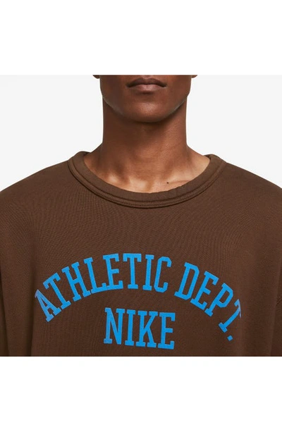 Shop Nike Sportswear Trend Oversize Graphic Crewneck Sweatshirt In Cacao Wow/ University Blue