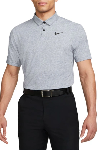 Shop Nike Dri-fit Heathered Golf Polo In Midnight Navy/ White