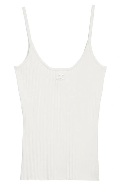 Shop Courrèges Logo Rib Tank Top In Heritage White