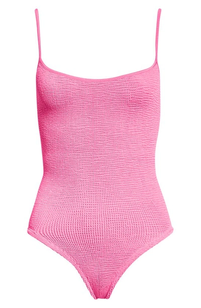 Shop Hunza G Pamela Crinkle One-piece Swimsuit In Bubblegum