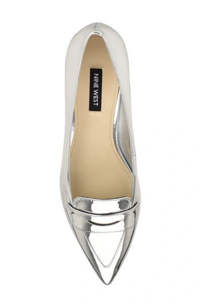 Shop Nine West Lallin Pointed Toe Flat In Silver 040