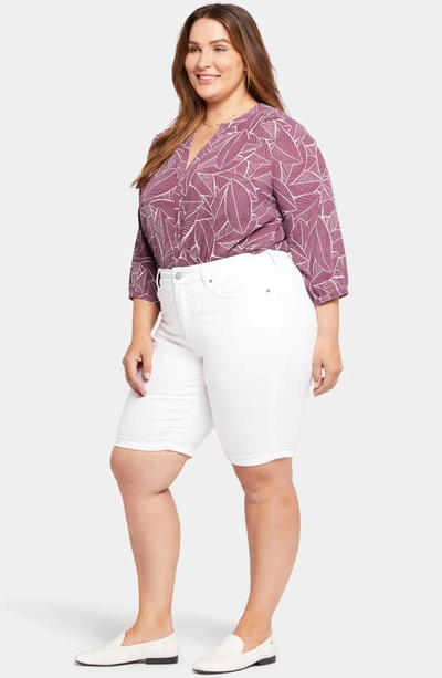 Nydj Briella Roll Cuff Denim Bermuda Shorts In Optic White