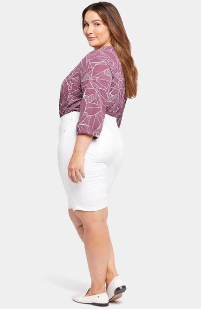 Nydj Briella Roll Cuff Denim Bermuda Shorts In Optic White