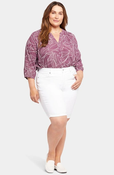 Nydj Briella Roll Cuff Denim Bermuda Shorts In Optic White