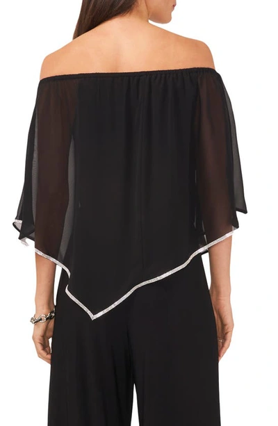 CHAUS CHAUS RHINESTONE TRIM SHEER PONCHO 