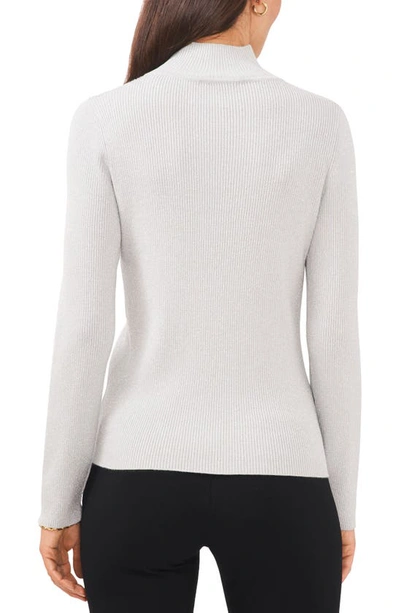 Chaus Metallic Turtleneck Sweater In Silver Lurex