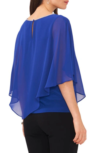 Shop Chaus Keyhole Overlay Blouse In Goddess Blue