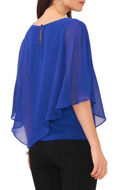 Chaus Keyhole Overlay Blouse In Goddess Blue