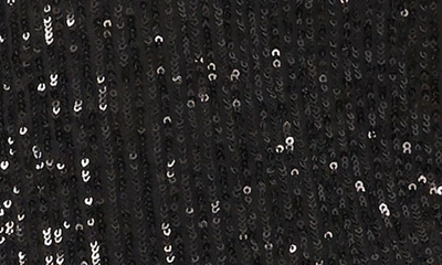 Chaus Sequin Mock Neck Long Sleeve Top In Black