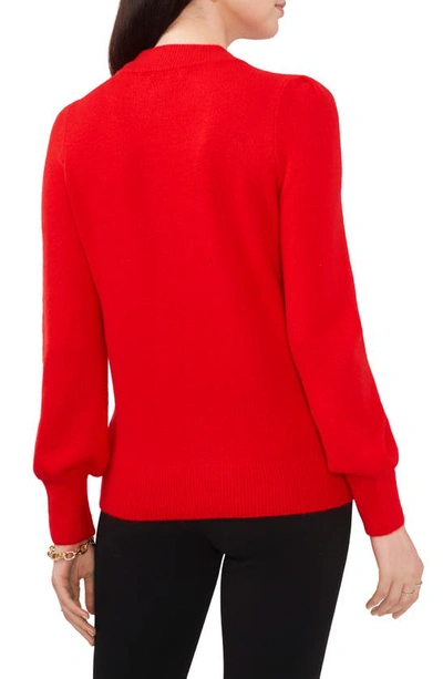 Chaus Imitation Pearl Collar Sweater In Cherry Red