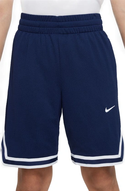 Shop Nike Kids' Dri-fit Dna B-ball Shorts In Midnight Navy/ White
