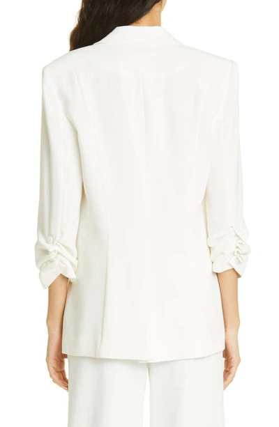 Shop Cinq À Sept Khloe Ruched Sleeve Blazer In Ivory