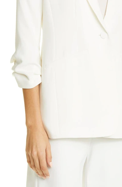 Shop Cinq À Sept Khloe Ruched Sleeve Blazer In Ivory