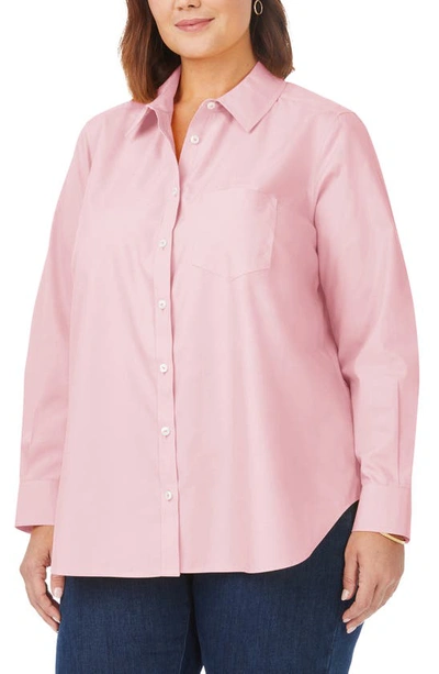 Shop Foxcroft Boyfriend Cotton Blouse In Chambray Pink