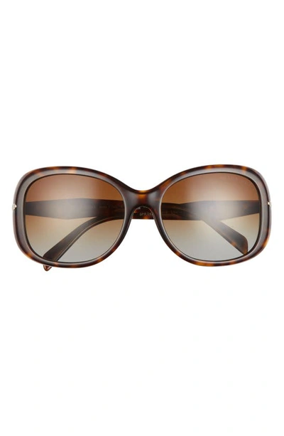 Shop Prada 57mm Oversize Polarized Round Sunglasses In Tortoise