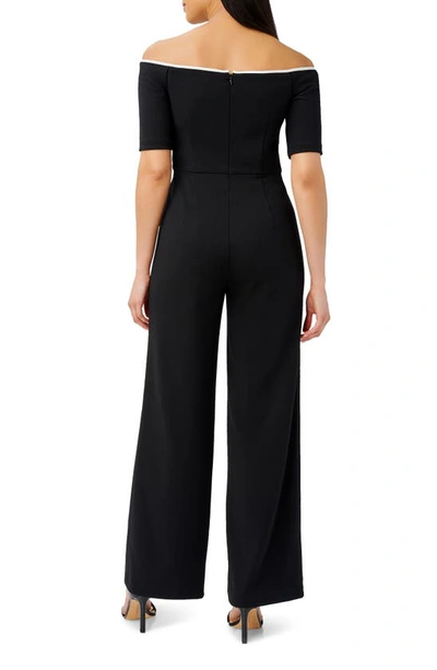 Shop Adrianna Papell Tie Waist Knit Crepe Jumpsuit In Black