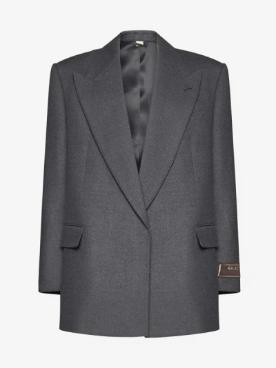 Shop Gucci Tailored Wool Blazer In Medium Grey