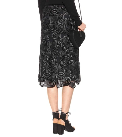 Shop Christopher Kane Love Hearts Lace Skirt In Black