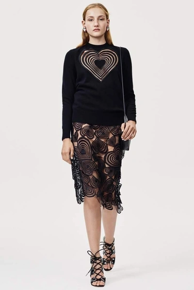 Shop Christopher Kane Love Hearts Lace Skirt In Black