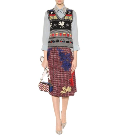 Embellished tweed skirt
