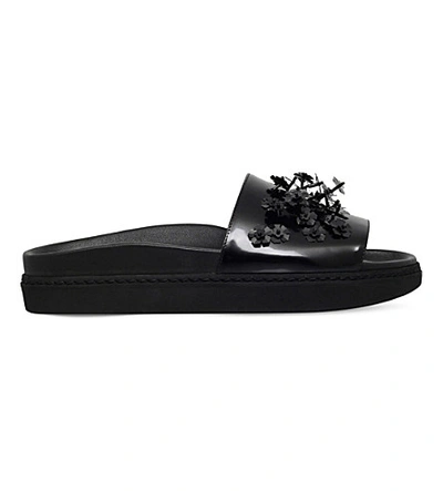 Shop Simone Rocha Beaded Platform Leather Slides In Black