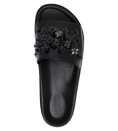 Shop Simone Rocha Beaded Platform Leather Slides In Black