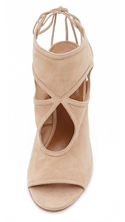 Shop Aquazzura Sexy Thing Cutout Booties In Nude